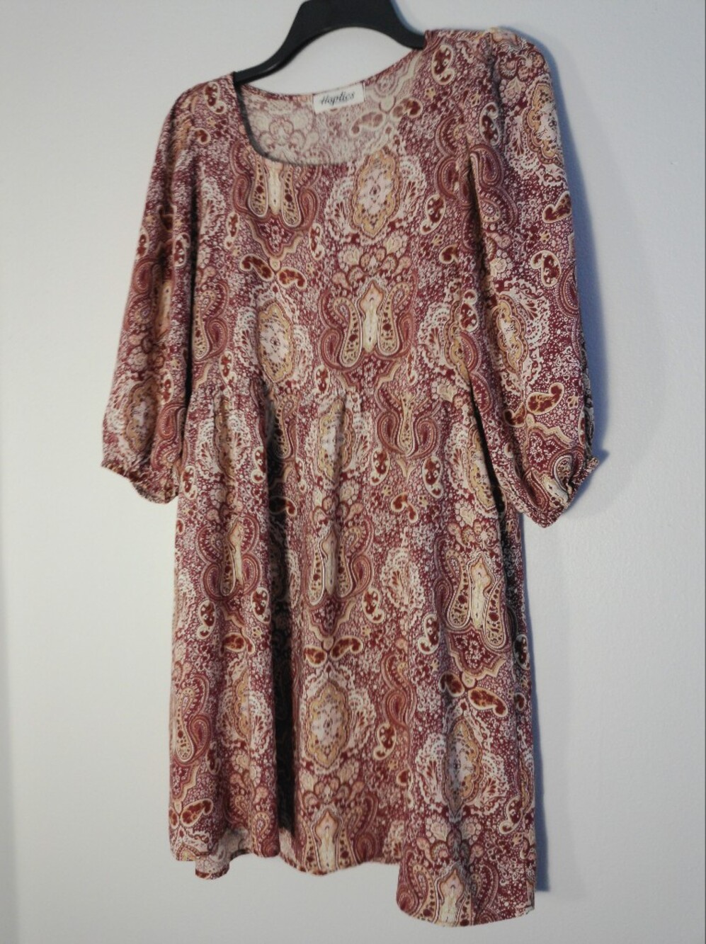 Midi Dress in Burgundy Paisley Print